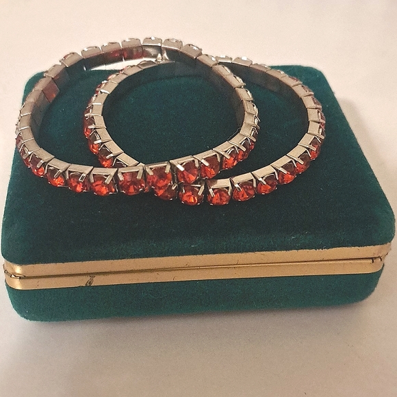 Bundle of 9 Super Sparkly Silver Gold and Red Glam Rhinestone Bracelets - Picture 6 of 12